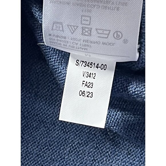 Banana Republic Men's Sz M Blue Gray Stripe 100% Merino Wool Fine Knit Sweater - Picture 6 of 7